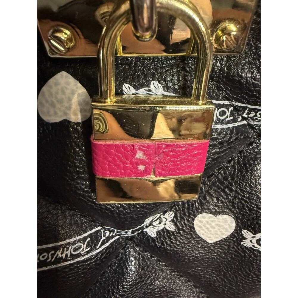 Betsy Johnson New York, NY Black Pink Quilted Satchel Bag